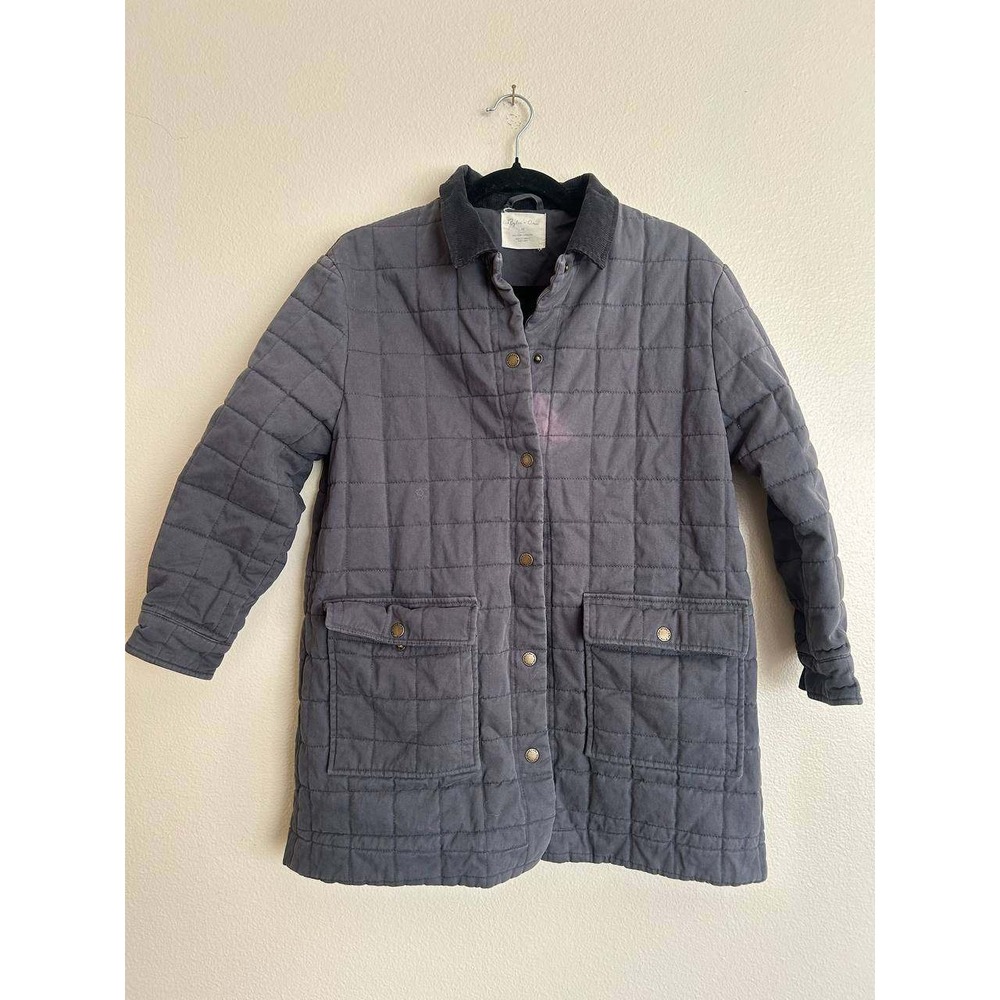 Rylee + Cru Quilted Jacket XS Gray Cotton Corduroy Cottagecore Boho Fairy Scandi